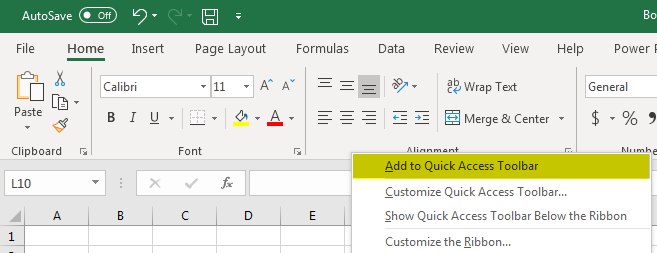 quick access toolbar in excel example method 3.1