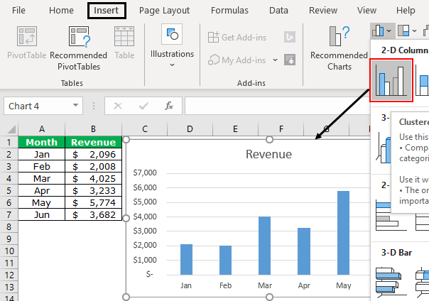 Chart Style in Excel Example 1-1