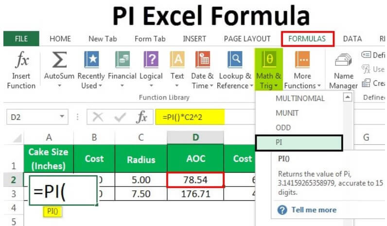 PI In Excel How To Use PI Formula In Excel with Example 