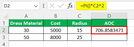 PI in Excel - Example 2 - got AOC