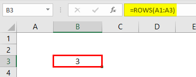 Rows Function in Excel Example1.3