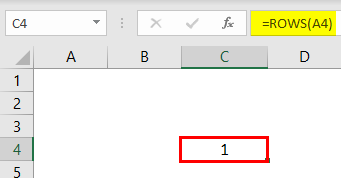Rows Function in Excel Example3.1