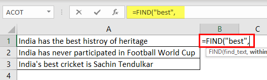 Search For Text Excel Example 1-2