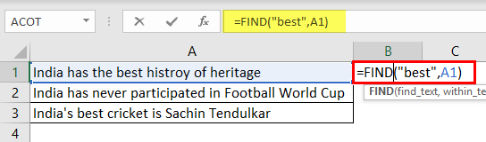 Search For Text Excel Example 1-3