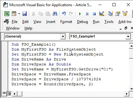 VBA FileSystemObject Example 1-1