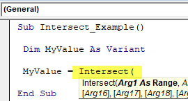 VBA Intersect Step 2