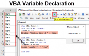 variable declaration vba declare