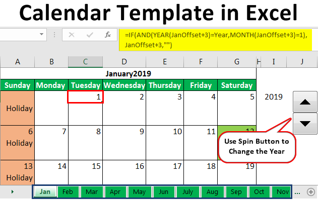 Calendar Template In Excel Create Simple Dynamic Calendar In Excel
