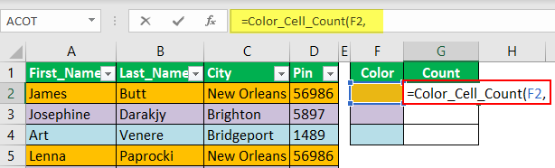 Count Cells using VBA Code 1-3