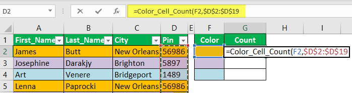 Count Cells using VBA Code 1-4