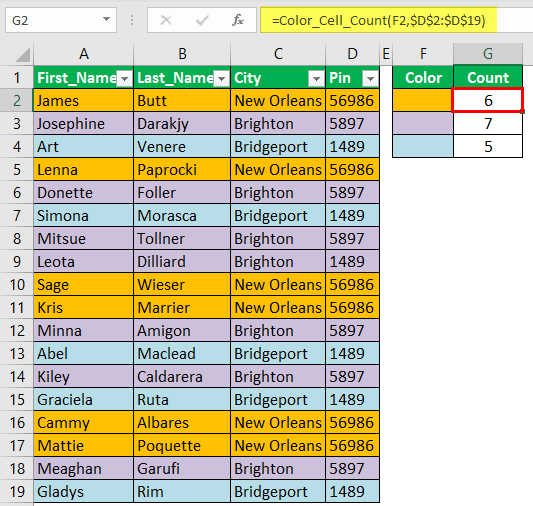 Count Cells using VBA Code 1-5