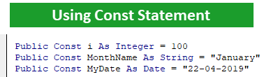 Dim & Const Statement Differences