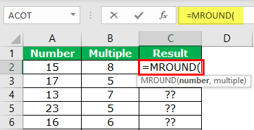 MROUND in Excel Example 1-1