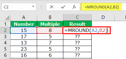 MROUND in Excel Example 1-3