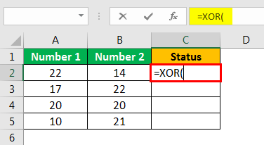 XOR in Excel Example 1.2