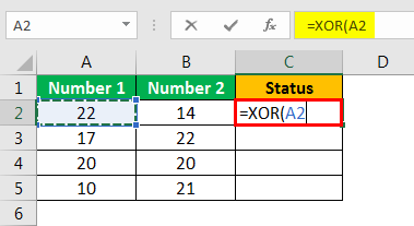 XOR in Excel Example 1.3