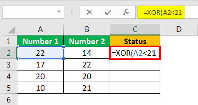 XOR in Excel Example 1.4