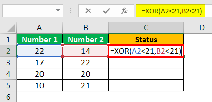 XOR in Excel Example 1.5