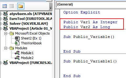 Declare Variables use them Publicly 1-2