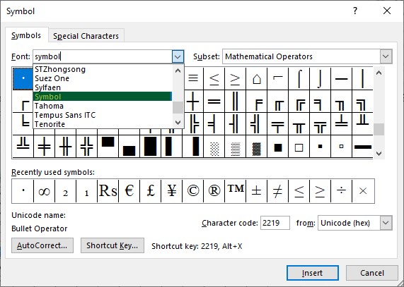 Delta symbol in Excel - symbol