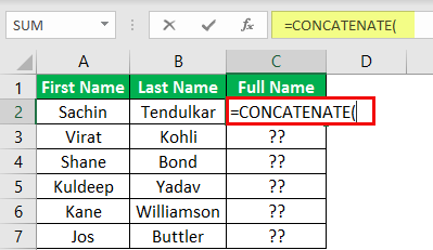 CONCATENATE Function Example 3-1
