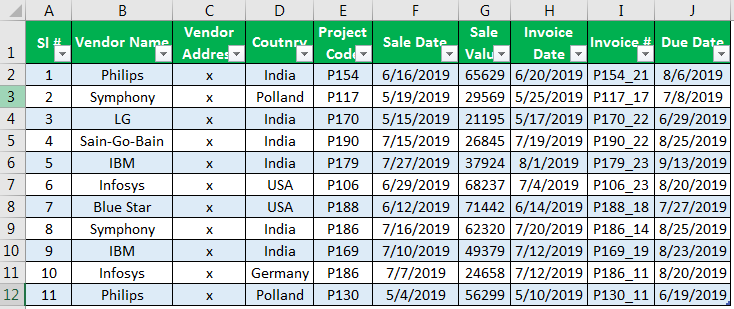 Excel Database Template Example 1-4