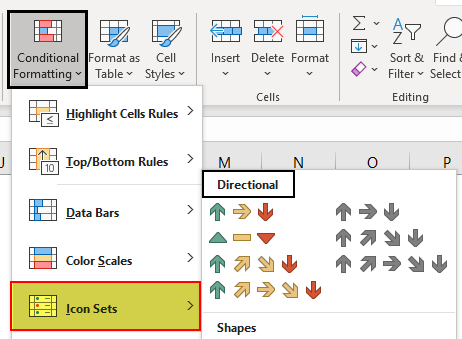 Excel Icon Sets Example 1-1