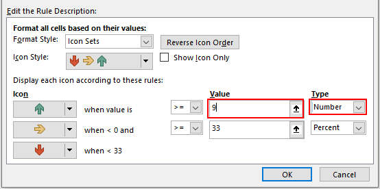 Excel Icon Sets Example 1-7