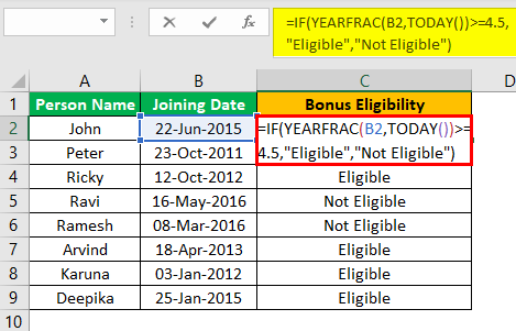 Excel YEARFRAC Example 3.1.0