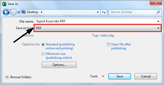 Export Excel into PDF Example 1.2