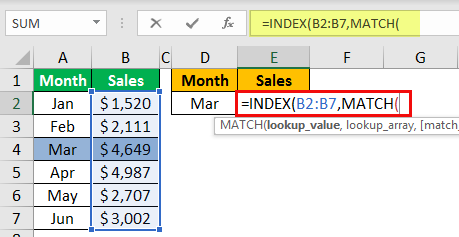 Index Match Function Example 1-3