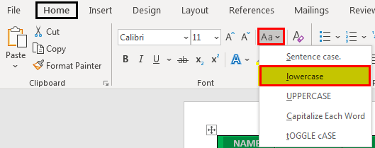 Excel Lower Case Example 6.5