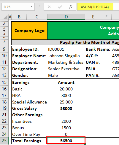 Pay Slip Template Example 1-6