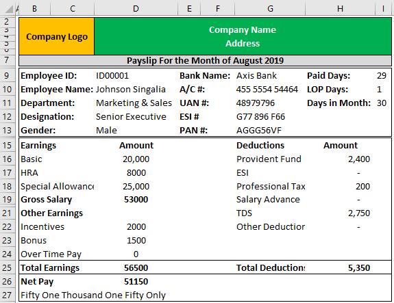 Pay Slip Template Example 1-9