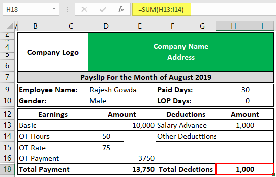 Payslip Template in Excel Example 2-3