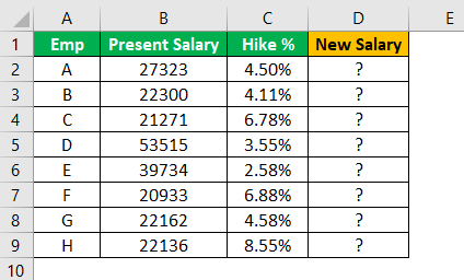 Percent Change in Excel Example 2