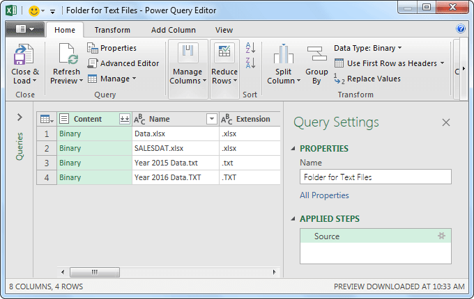 Power Query Excel Example 1.4