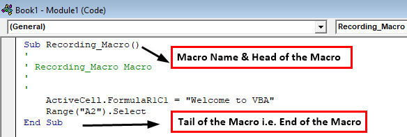 how to record macros in excel Example 1.18