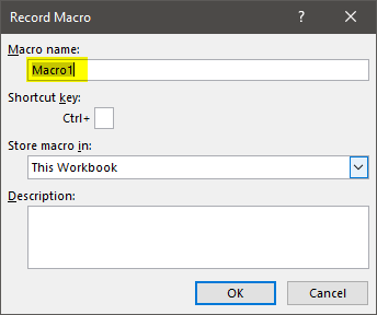 how to record macros in excel Example 1.7