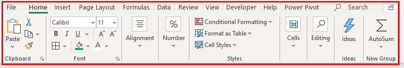 Ribbon in Excel Example 1.23