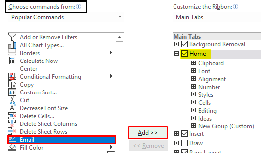 Ribbon in Excel Example 1.25