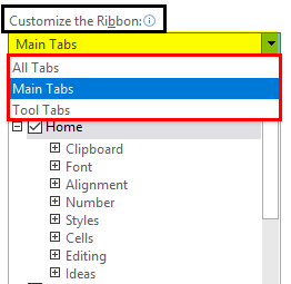 Ribbon in Excel Example 1.3