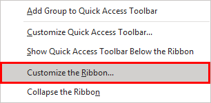 Ribbon in Excel Example 1