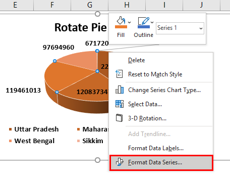 Rotate Pie Chart in Excel Example 2.6
