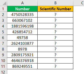 Scientific Notation in Excel Example 1