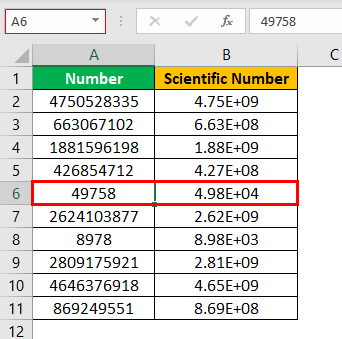 Scientific Notation in Excel Example1.5