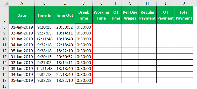 Time card Template Example 1-4