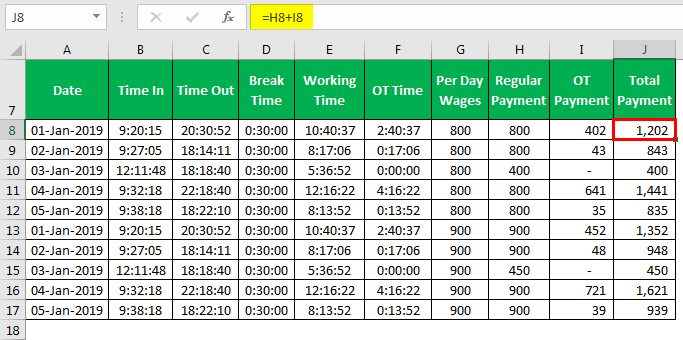 Time card Template Example 1-9