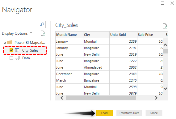Map in Power BI (Preview Data)