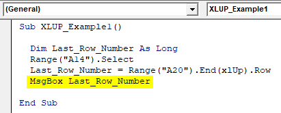 VBA XLUP Example 2.8.1